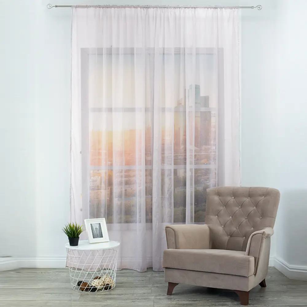 Тюль на ленте Блеск 300x280 см цвет розовая пудра AMORE MIO STLM-2012323 - Вид №4