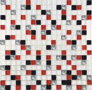458 мозаика микс белый-красный-черный-платина 300х300 чип 15х15 (кор 0,54м/6шт/0,09м)