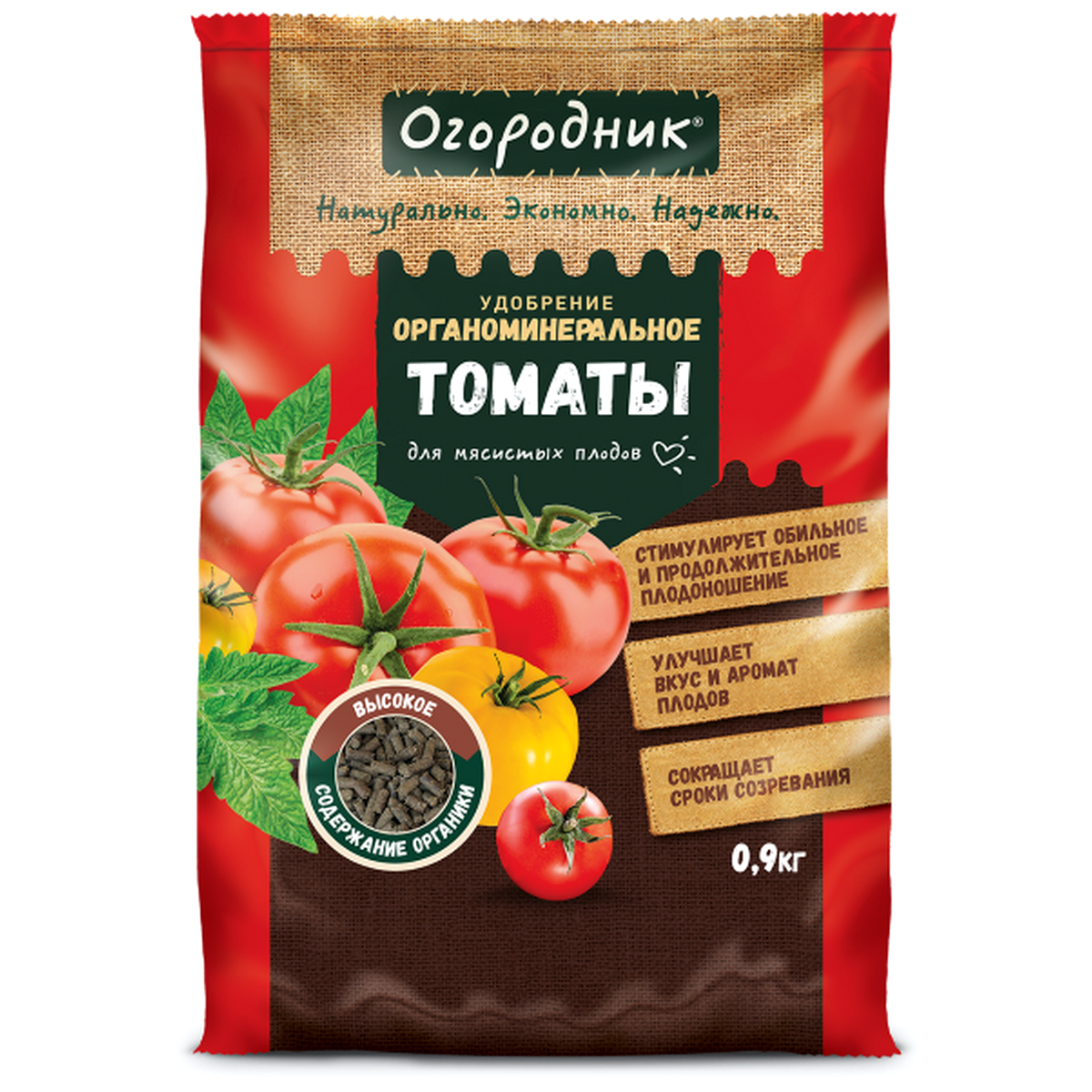 91031954 Удобрение сухое органоминеральное для томатов гранулированное 0.9 кг STLM-0449858 ОГОРОДНИК