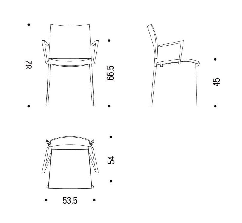 Штабелируемый стул из полиэфирного волокна с подлокотниками Desalto песок ARCH-00123097 - Вид №2
