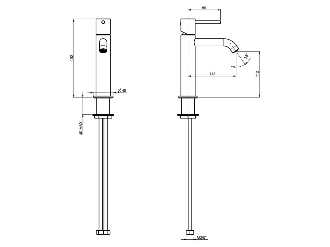 Смеситель для раковины из нержавеющей стали без слива Rubinetterie Frattini Pepe XL 316 ARCH-00028229 - Вид №4
