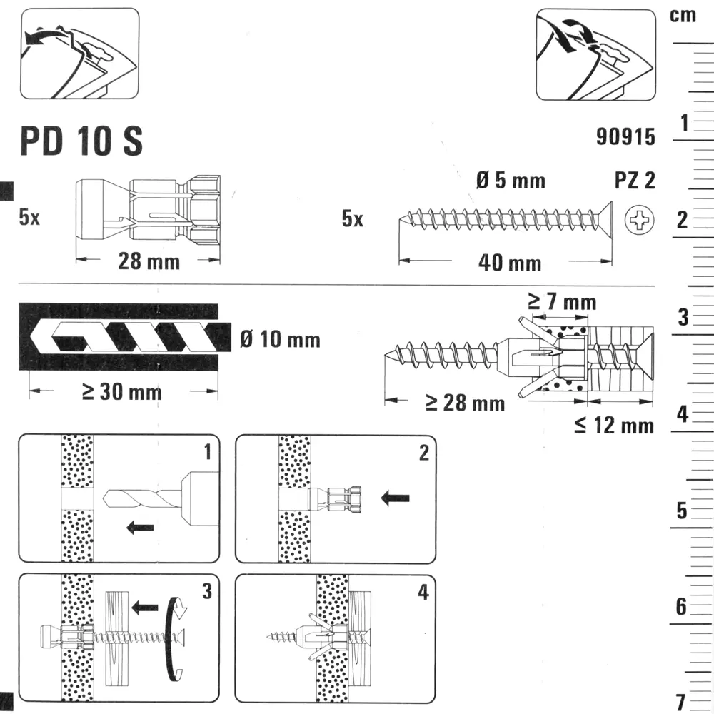 Дюбель для гипсокартона Fischer PD с шурупом 28х10 мм нейлон/оцинкованная сталь 5 шт STLM-2123408 - Вид №6