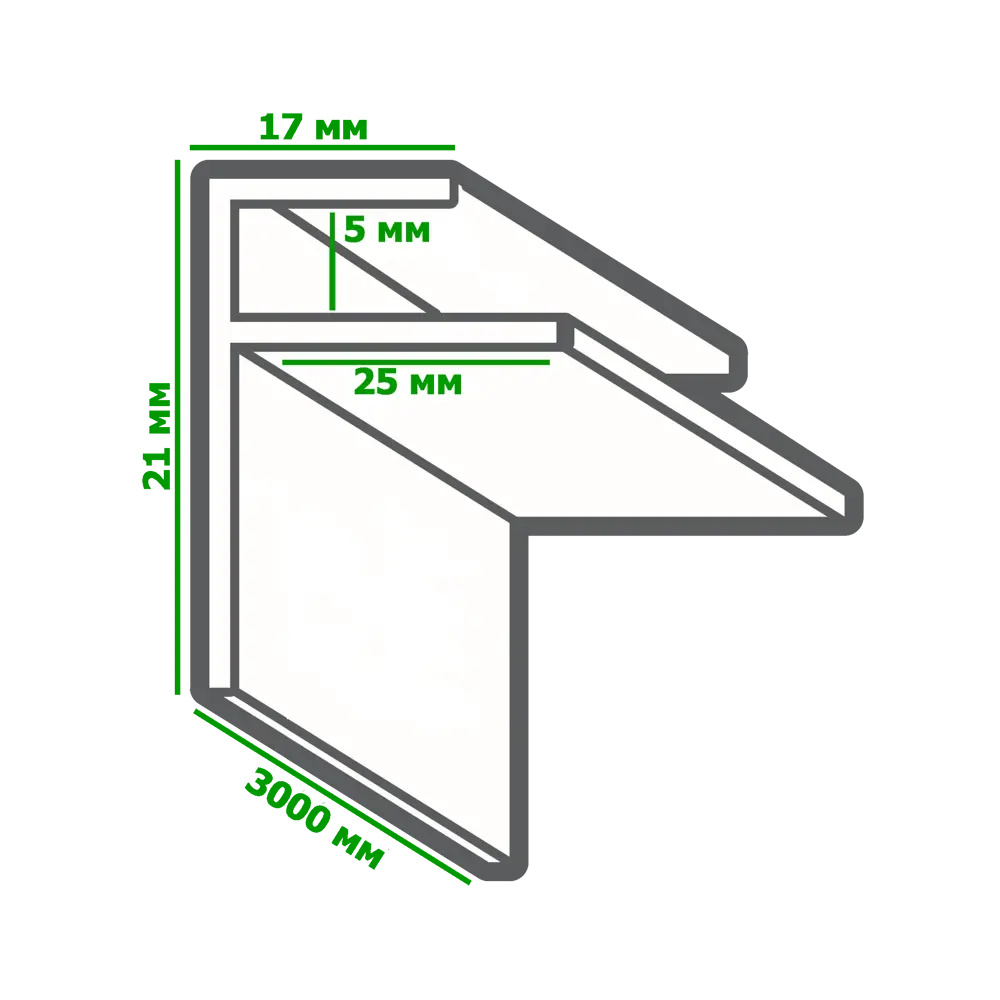 Профиль ПВХ F-образный для панелей 5 мм, 3000 мм, цвет белый РСП STLM-2174115 - Вид №2