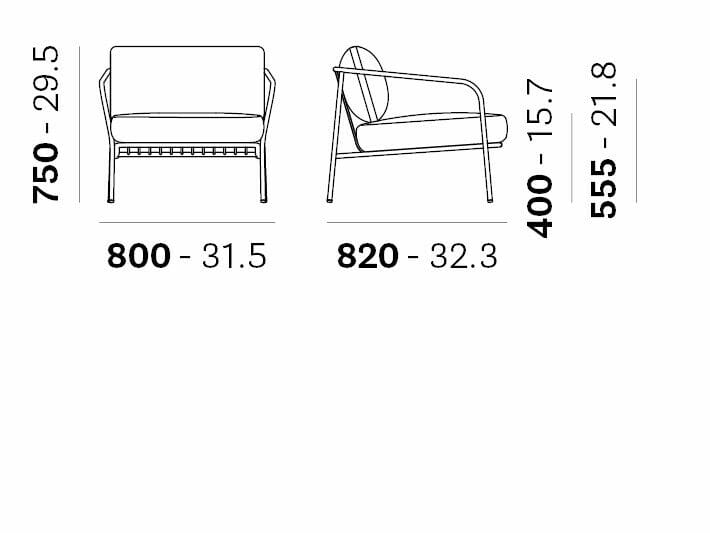 Тканевое садовое кресло с подлокотниками Pedrali ARCH-00053436 - Вид №5