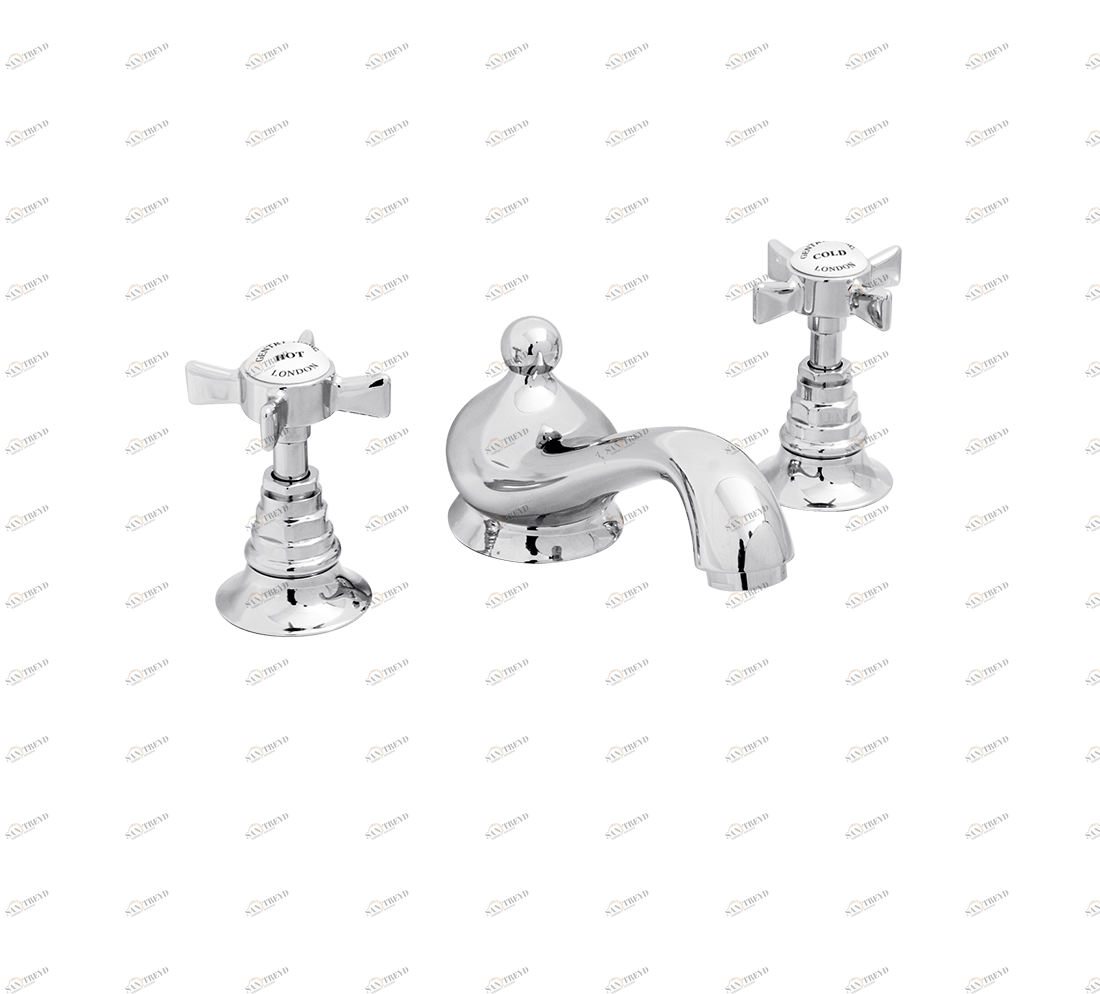 Gentry Home Смеситель для раковины Style на три отверстия с всплывающей пастой Ascot Хром GH102811 