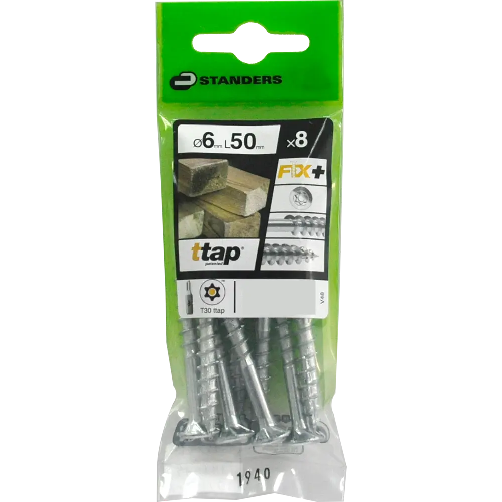 Саморезы для деревянного домостроения STANDERS T-TAP оцинкованные 6x50, 8 штук 82184770 STLM-2117248  - Вид №2