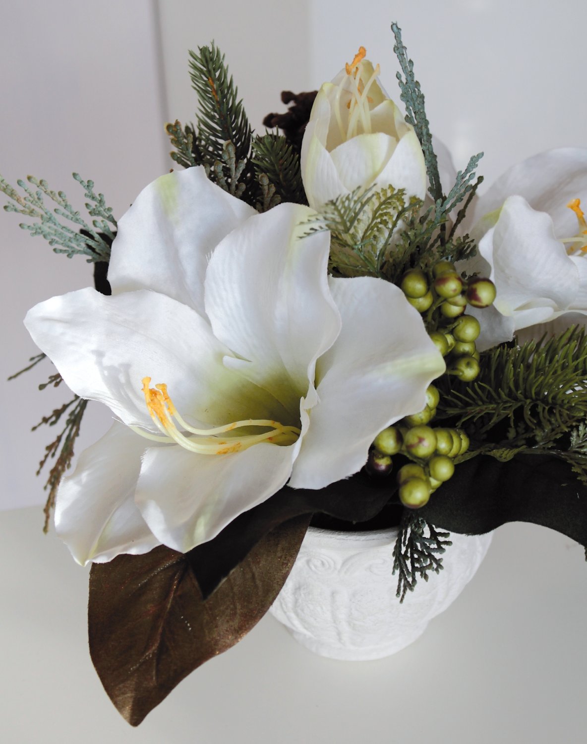 Композиция из искусственного амариллиса, горшок, 25 см, Ø 30 см, бежево-белый Santreyd 1477 778 a3 - Вид №3