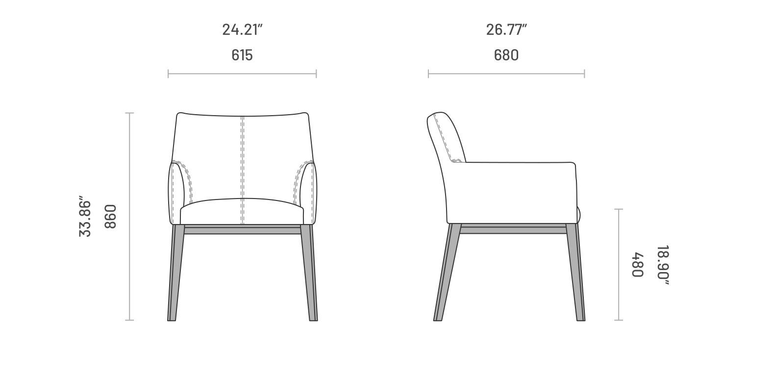 Мягкий тканевый стул с подлокотниками Domkapa Carter ARCH-00092690 - Вид №4