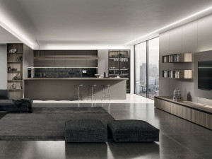 Встроенная кухня с полуостровом