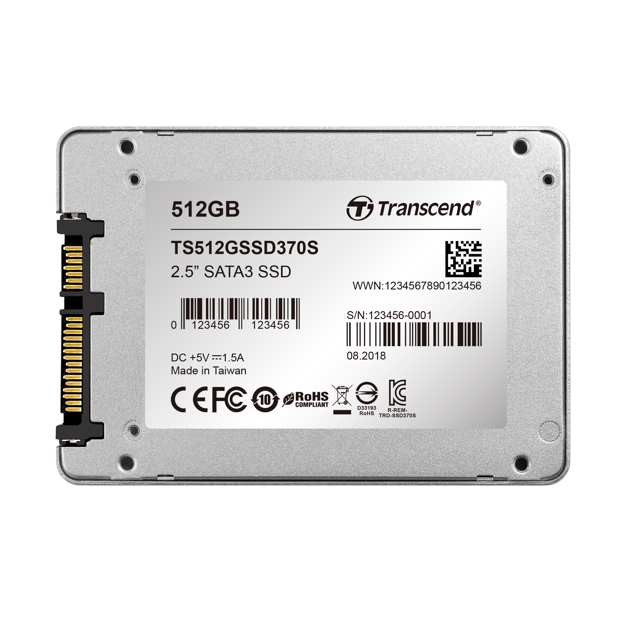TS512GSSD370S 512gb ssd, 2.5", mlc, ts6500, 128mb ddr3, (advanced power shield, devsleep mode) new package Transcend Santreyd  - Вид №1