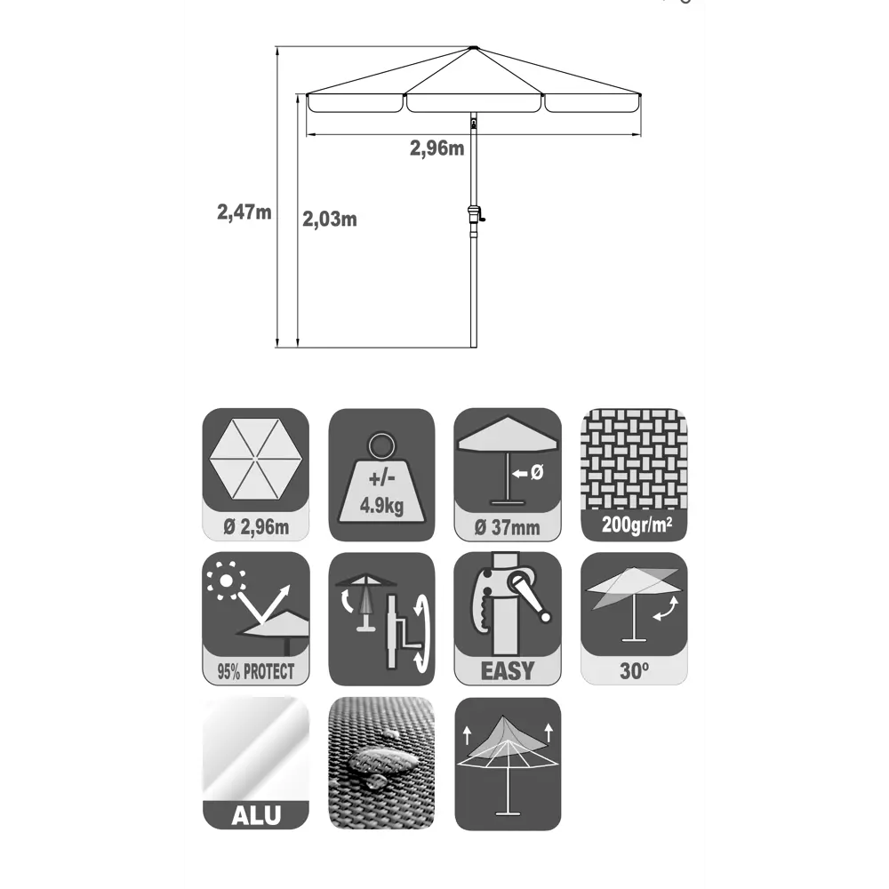 Зонт садовый BEGINIA Avea 300 см белый STLM-2064578 - Вид №11