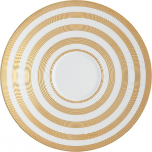 10588979 JL Coquet Чашка суповая с блюдцем 350мл "Хемисфер" (золотой)/"Хемисфер.Узкие полосы" (золотые) Фарфор