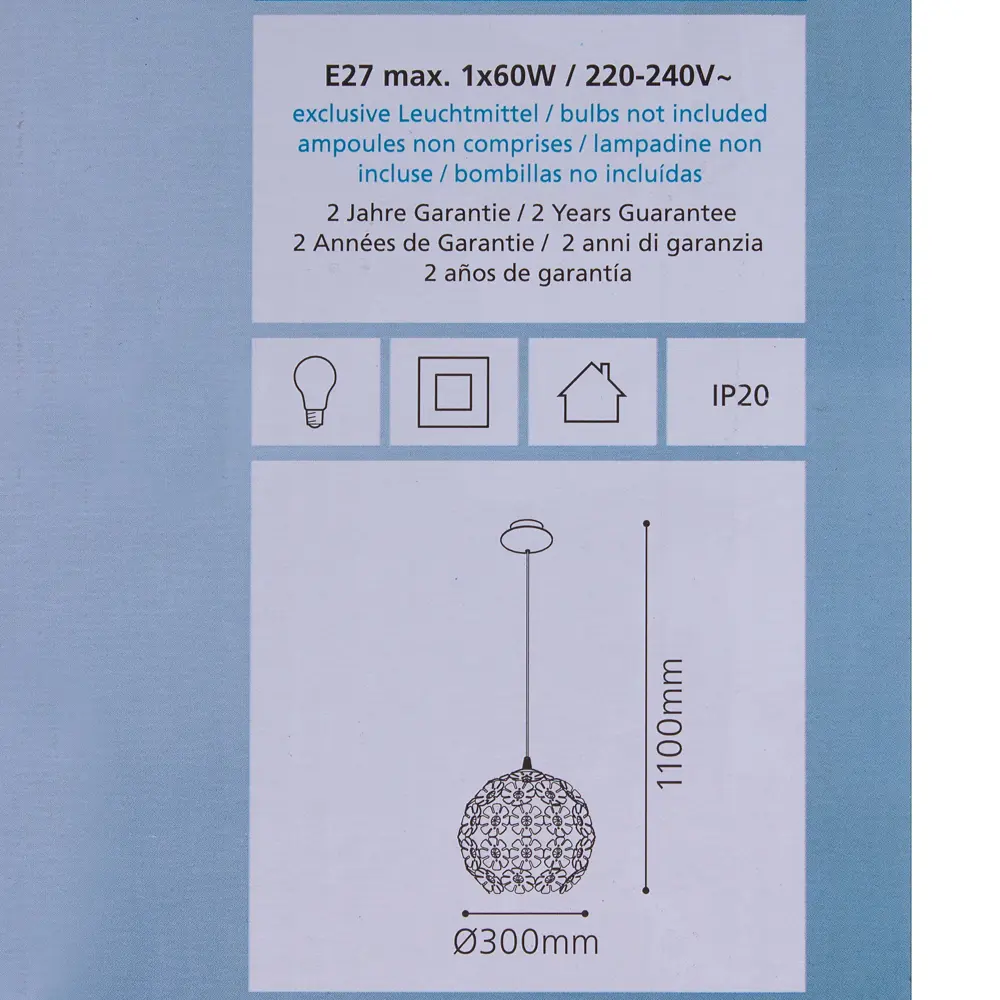 Подвес Hanifa 1xE27x60 Вт, металл, цвет белый Maytoni STLM-2153330 - Вид №3