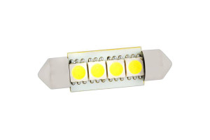 15969562 Автолампа диод T11 C5W 4 SMD диода 1-контурная 41мм обманка белая S08201172 SKYWAY