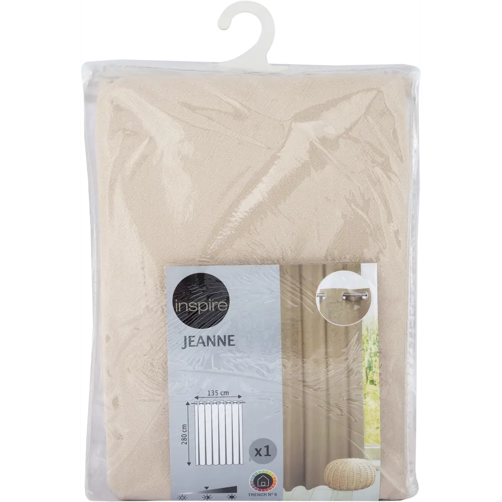 Штора с люверсами Jeanne Trench, 135х280 см, однотонный, цвет бежевый INSPIRE STLM-2203527 - Вид №5