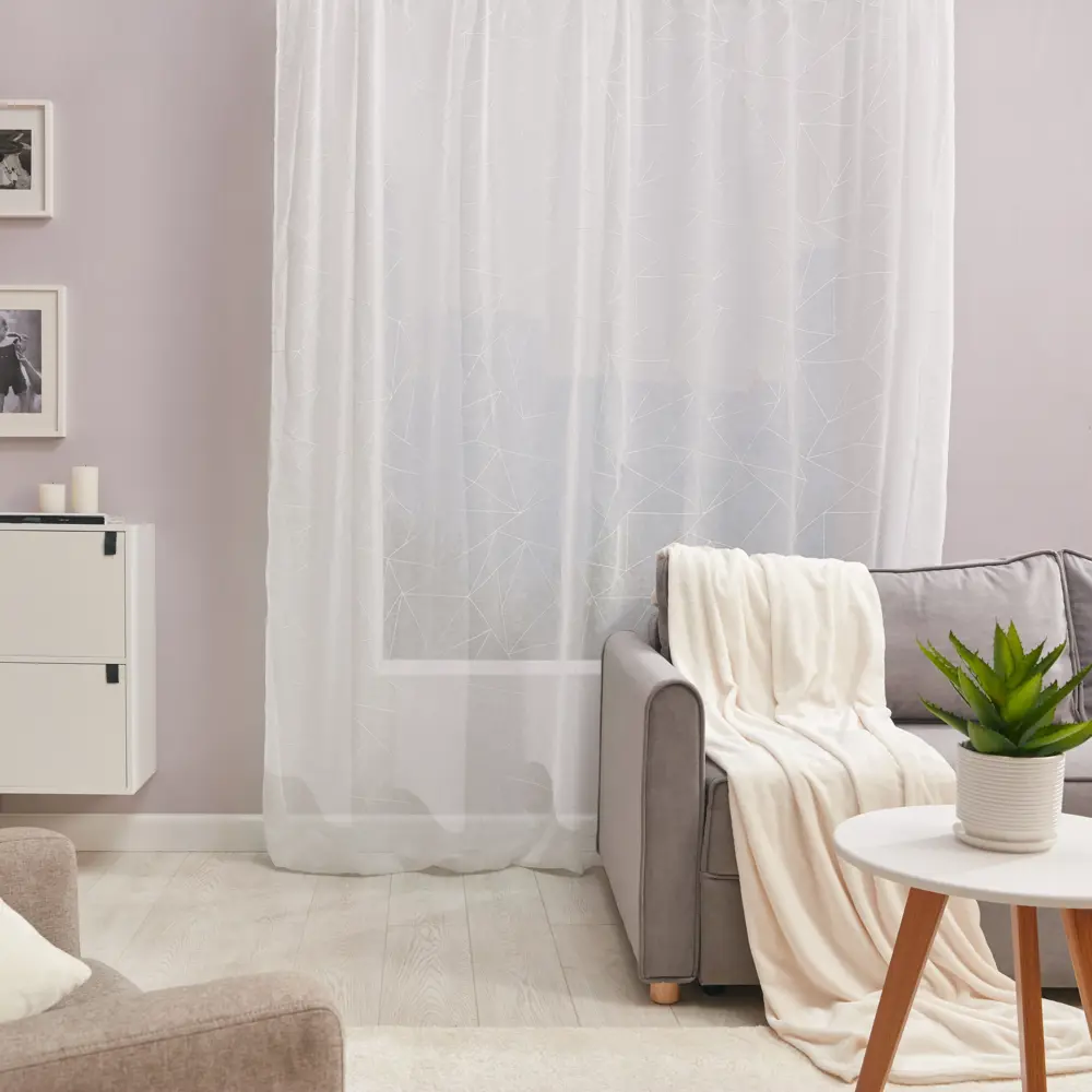 WITERRA Тюль «Геометрия» с декоративной лентой 250×260 см 82700839