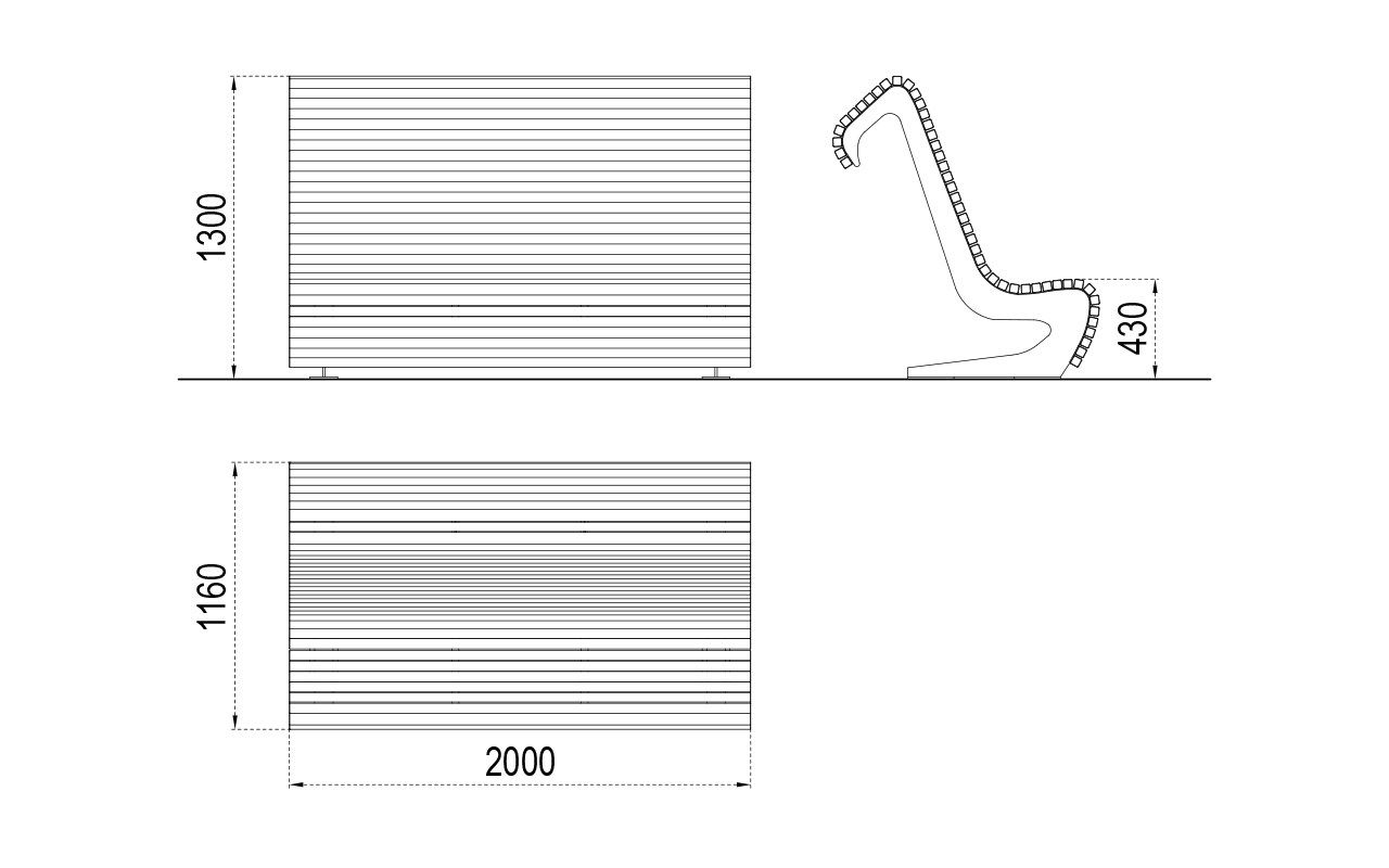 Модульная деревянная скамья со спинкой City Design ARCH-00055105 - Вид №5