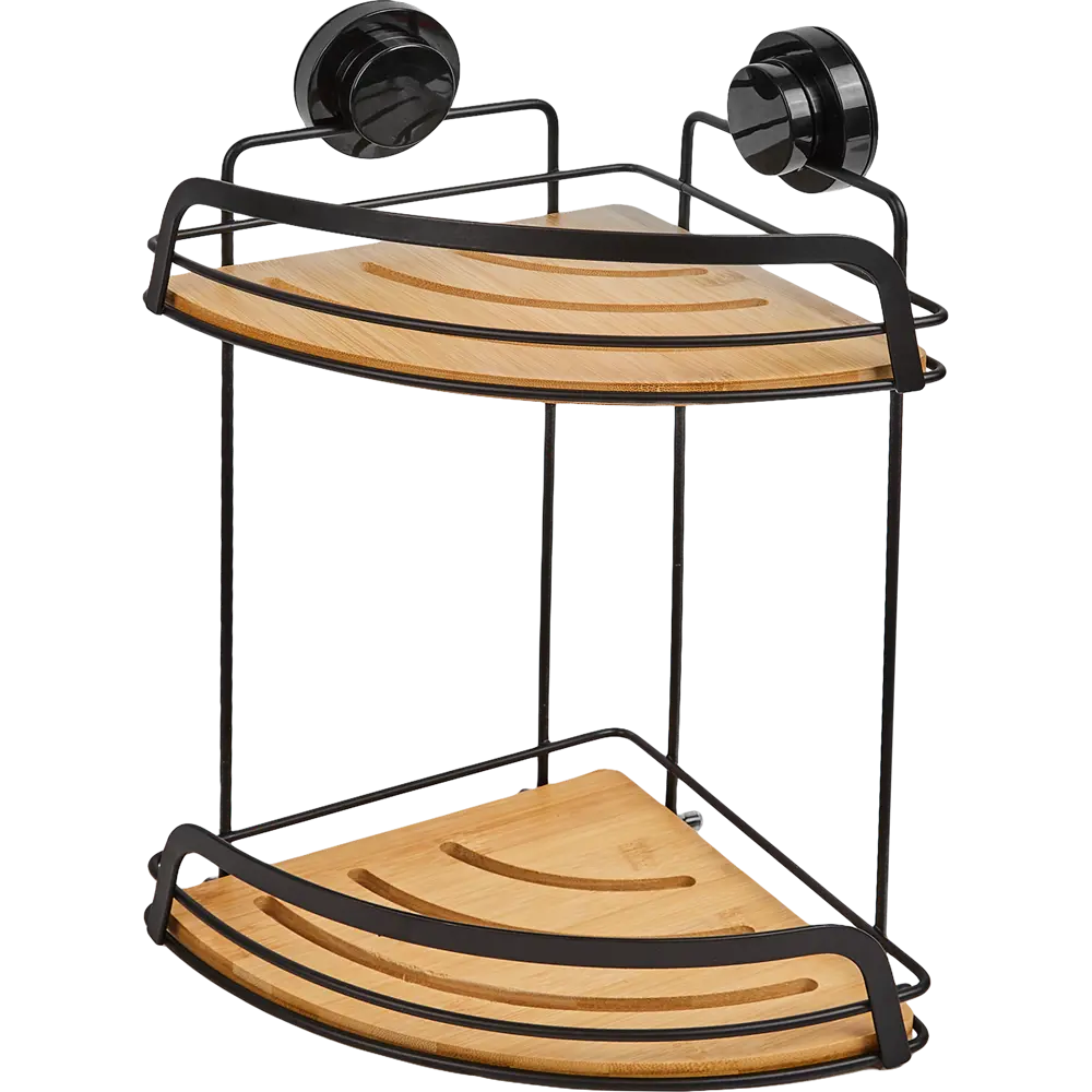 Полка для ванной угловая Primanova двухъярусная 20 см цвет черный Полка Бамбук STLM-2195437