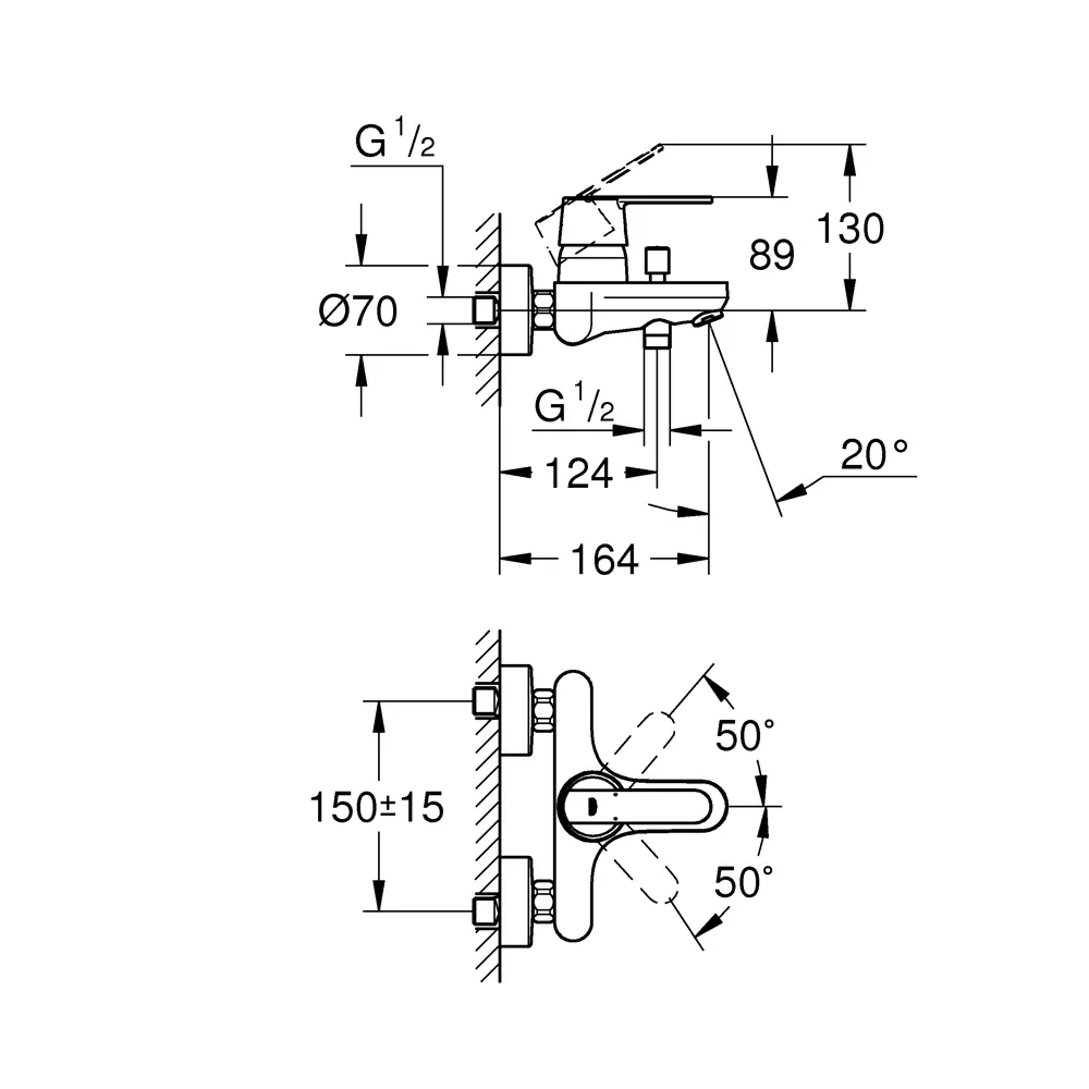Смеситель для ванны Grohe Get однорычажный цвет хром STLM-2106749 - Вид №7