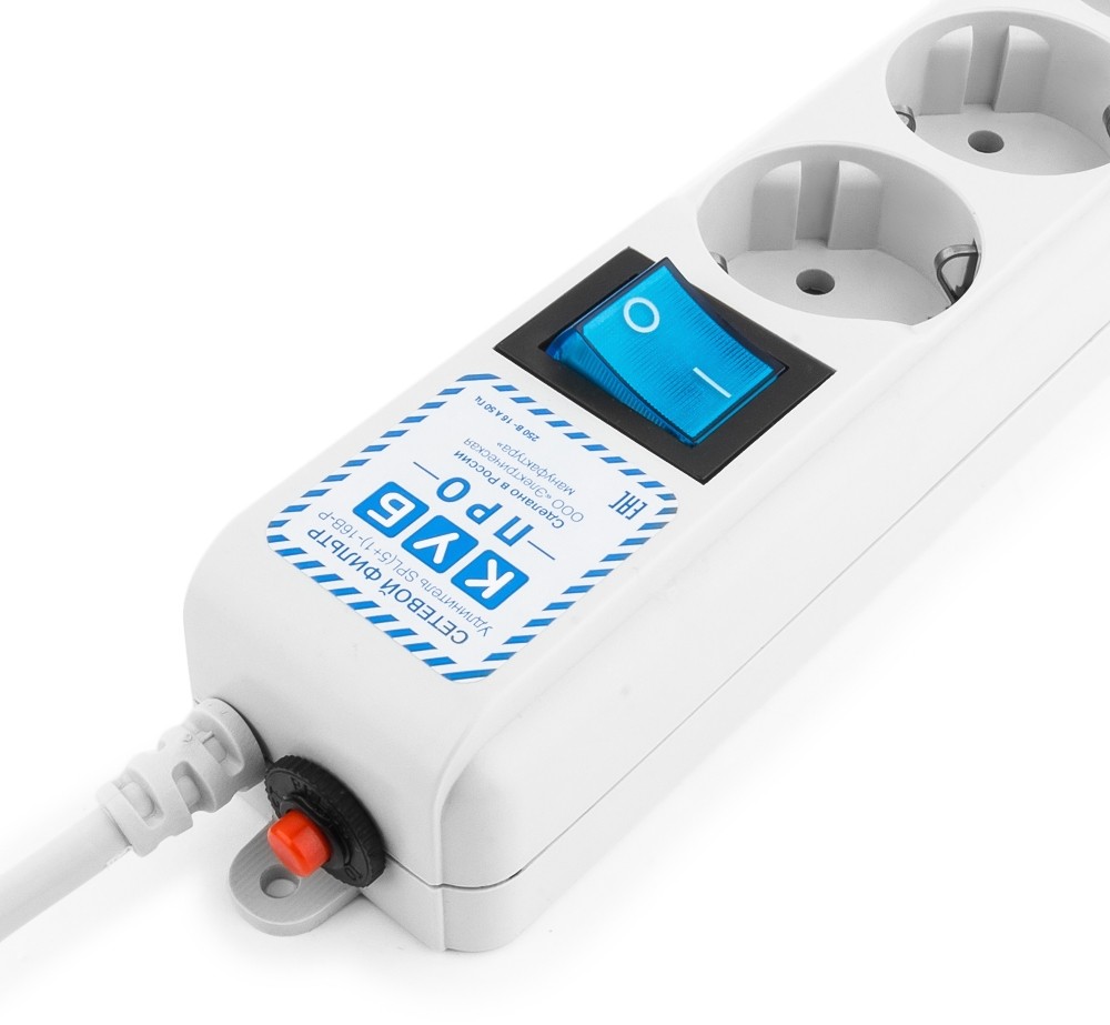 SPL(5+1)-16B-P-3M Surge protector power cube pro 3,0 m, lc circuit, 6 outlets (white) 16a / 3,5kvt Электрическая мануфактура Santreyd  - Вид №1