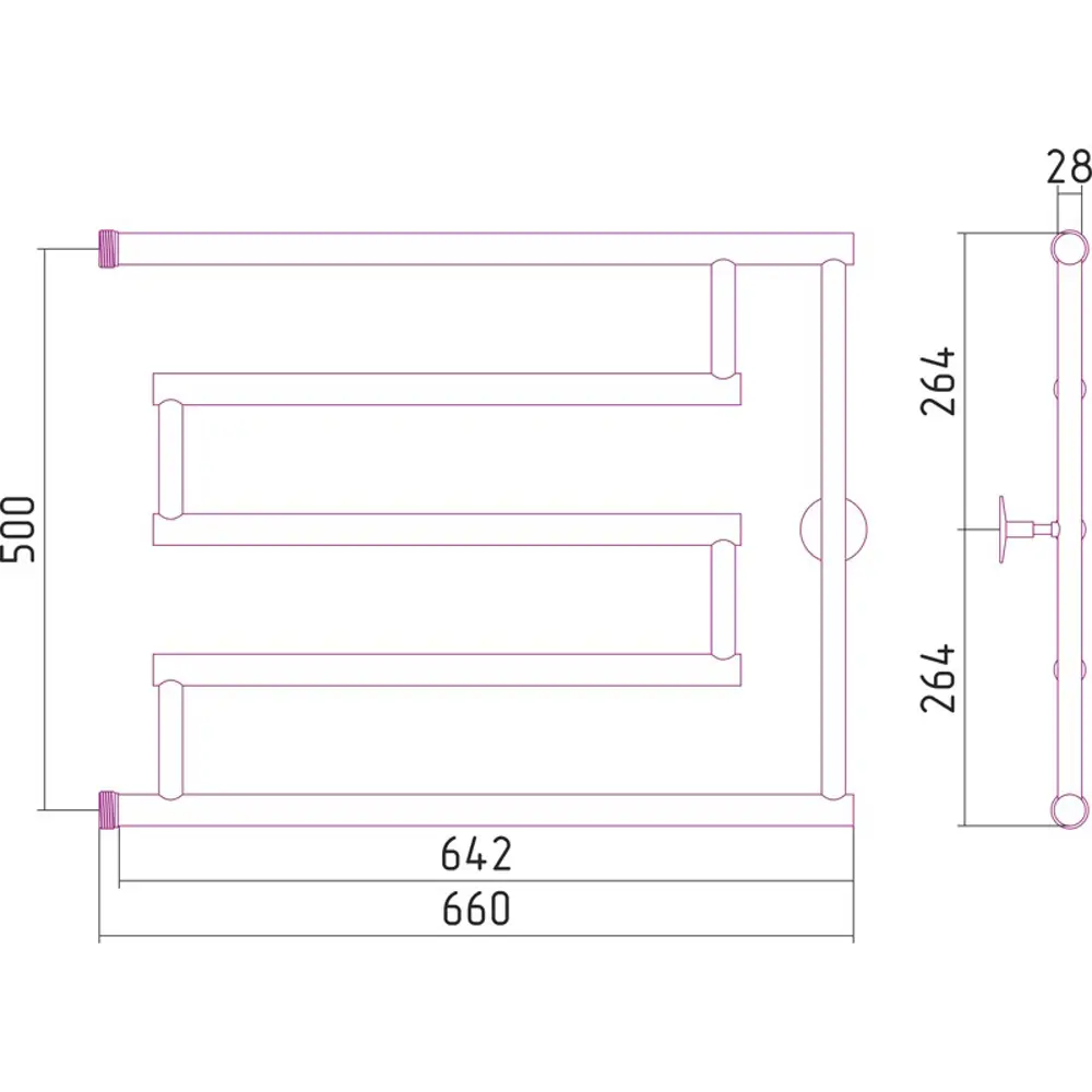 Водяной полотенцесушитель EQUATION Элита M-образный 50×65 см 17155981 STLM-0007589 - Вид №2