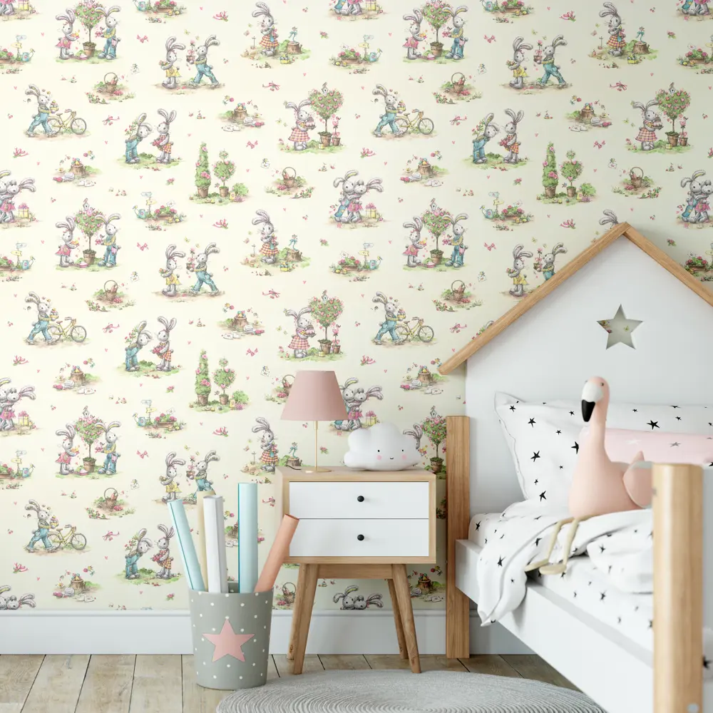 Обои флизелиновые Артекс Зайки бежевые 1.06 м 10490-02 STLM-2011117 - Вид №2