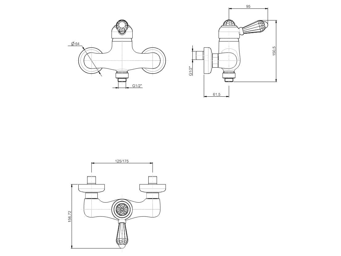 Однорычажный открытый смеситель для душа Rubinetterie Frattini Morgan ARCH-00082829 - Вид №2