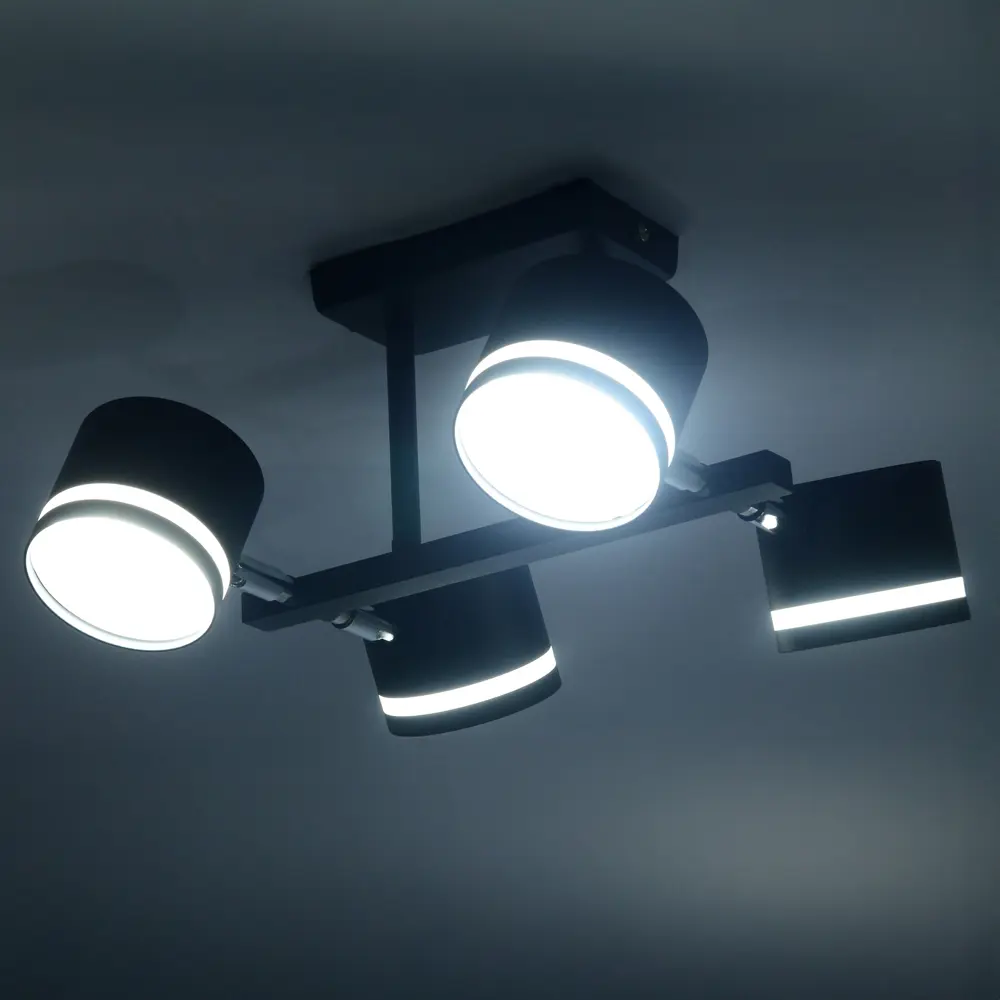 Люстра на штанге Talco 4 лампы 10 м² цвет черный SCHAFFNER STLM-2015693 - Вид №1