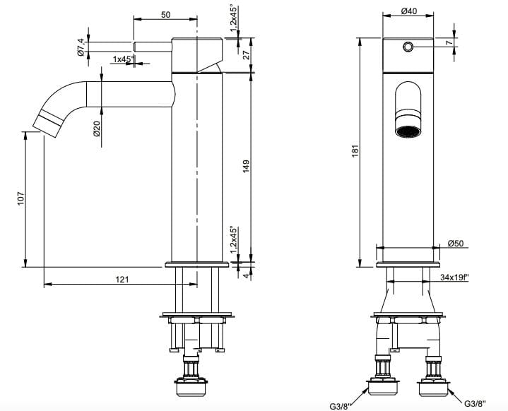 Однорычажный смеситель для раковины из нержавеющей стали Nic Made ARCH-00085200 - Вид №4