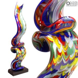 4541 ORIGINALMURANOGLASS Скульптура Яркие волны - Красочный всплеск - муранское стекло OMG 21 см