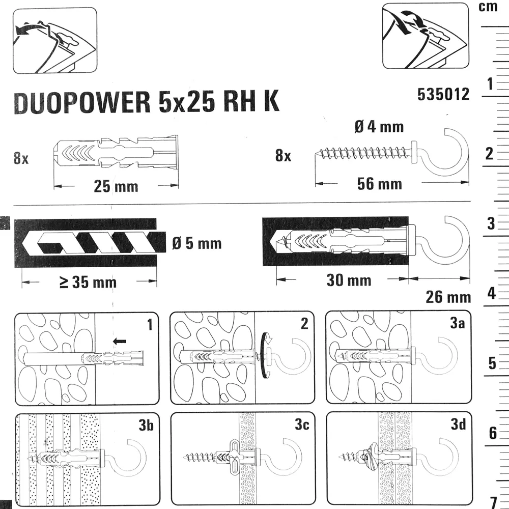 Дюбель для всех типов стен Duopower 5x25 мм полукольцо цвет серый/красный 8 шт. 81871897 STLM-2079606 FISCHER  - Вид №3