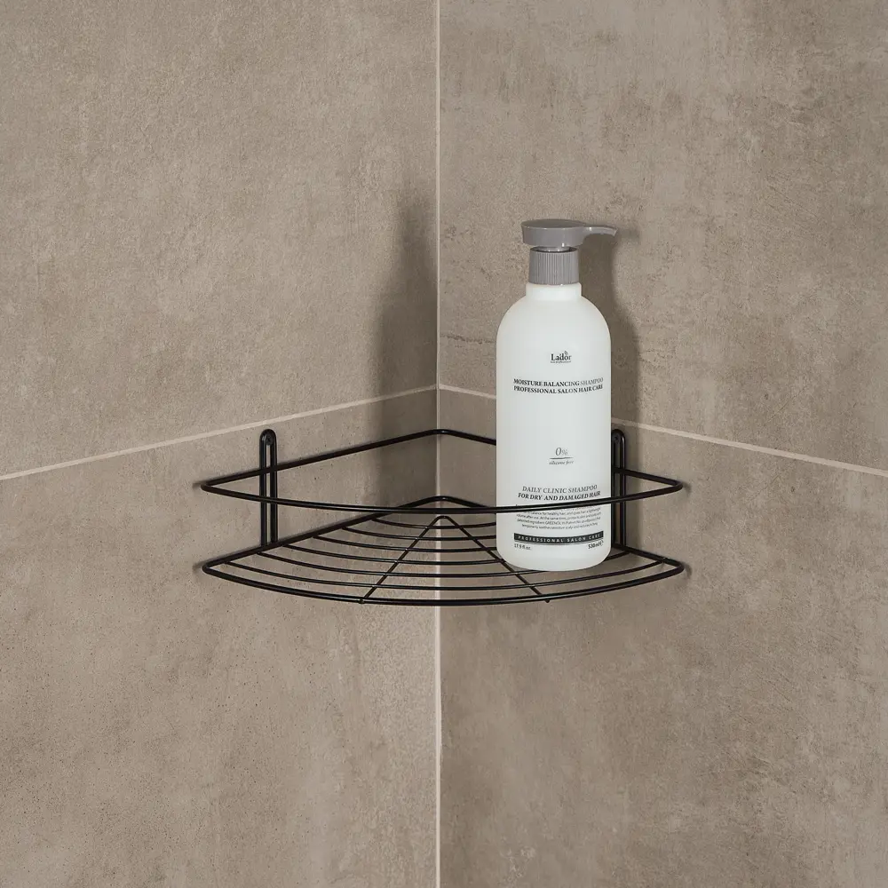 Полка для душа ЧМЗ Практик угловая 1 ярус цвет черный матовый STLM-2115253 - Вид №2