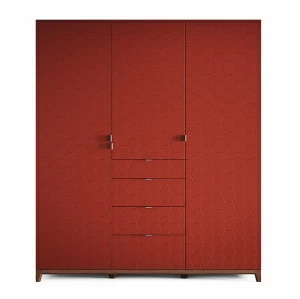 Шкаф трехстворчатый с ящиками красно-коричневый Case №2 THE IDEA  210396 Красный