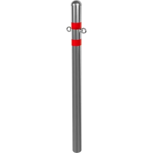 89057044 Парковочный столбик стальной, 5.7x75 см с проушиной серебристо-красный STLM-1406188