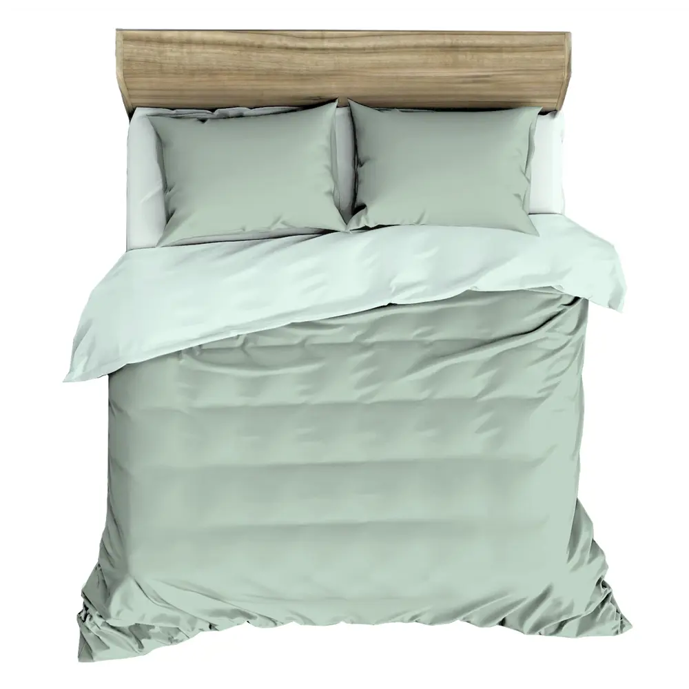 Комплект постельного белья НТК евро из полисатина нежно-зеленого цвета 89404974 STLM-1578816 - Вид №1