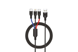 17579490 Кабель USB 3в1 MicroUSB\Type-C\8-pin 2,1A для зарядки телефона 1,2M круглый черный EX-K-842 EXPLOYD