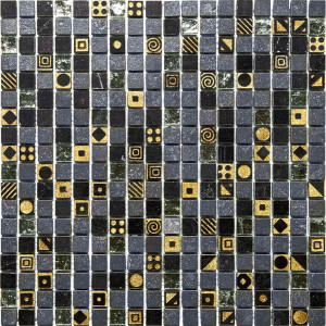 Декоративная мозаика CPR-1505-(CPR-5)-(-IRON)-6-300x300 30x30см травертин цвет серый / серебристый NATURAL Pharaoh