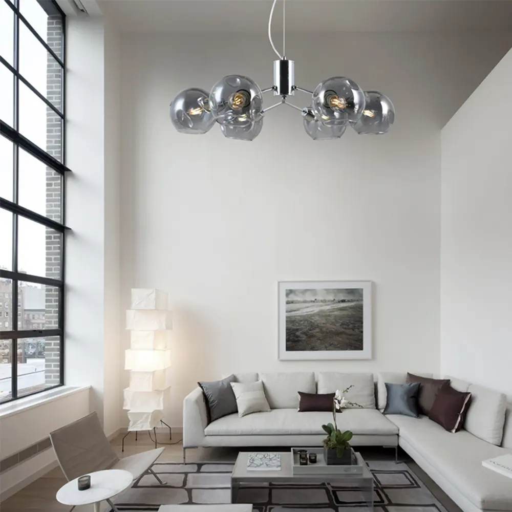 Люстра подвесная Nemo L1238-6, 6 ламп, 18 м², цвет серый/серебристый LAMPLANDIA STLM-2173108 - Вид №14