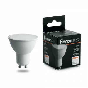 Лампа светодиодная Feron.PRO GU10 8W 2700K OSRAM LED LB-1608 38092 FERON  00-3956768 Матовый