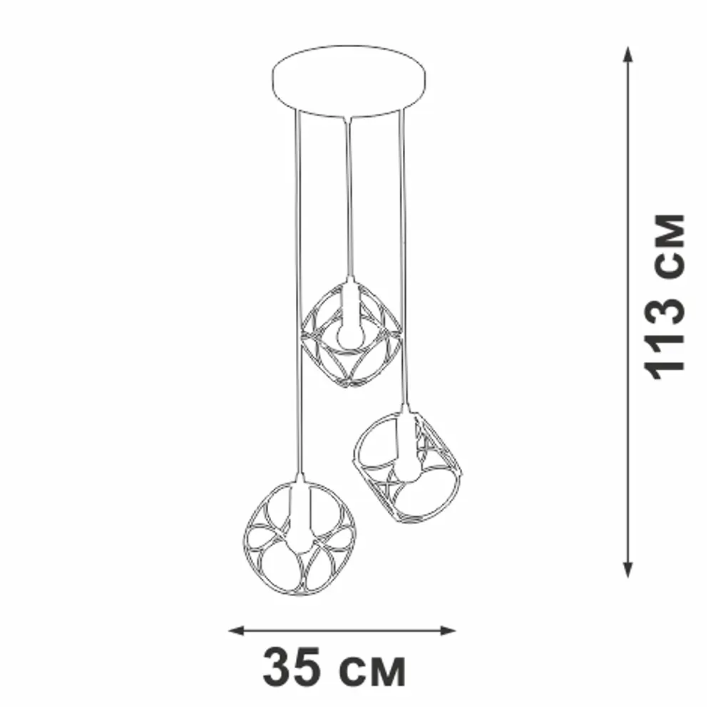 Люстра подвесная Vitaluce Патрисия 3 лампы 9м² Е14 цвет черный матовый STLM-2011220 - Вид №12