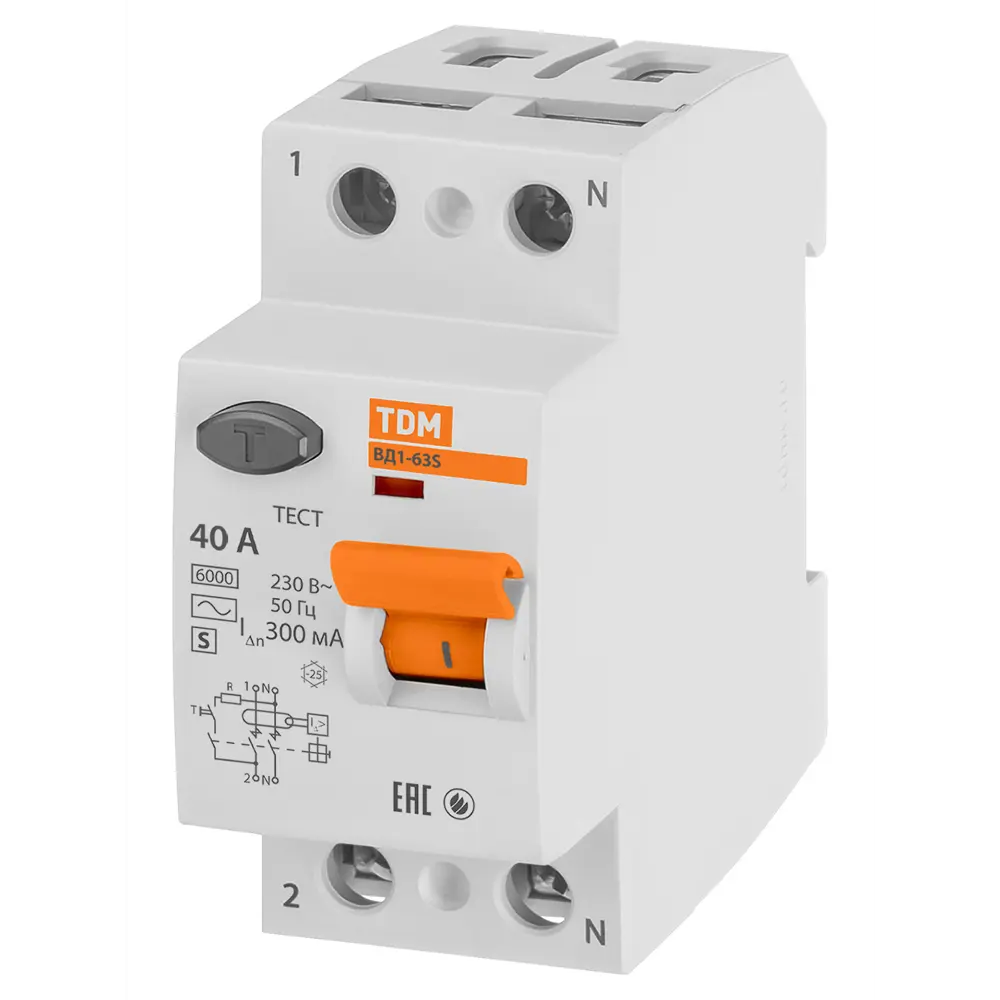 УЗО TDM Electric ВД1-63S 2Р 40А 300мА - защита от токов утечки 89347161 STLM-1460545