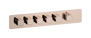 External part of thermostatic 5 ways, square plate, horizontal, Coral handle WE ARE IB eua526rsneo_2 Rose Gold Aqua