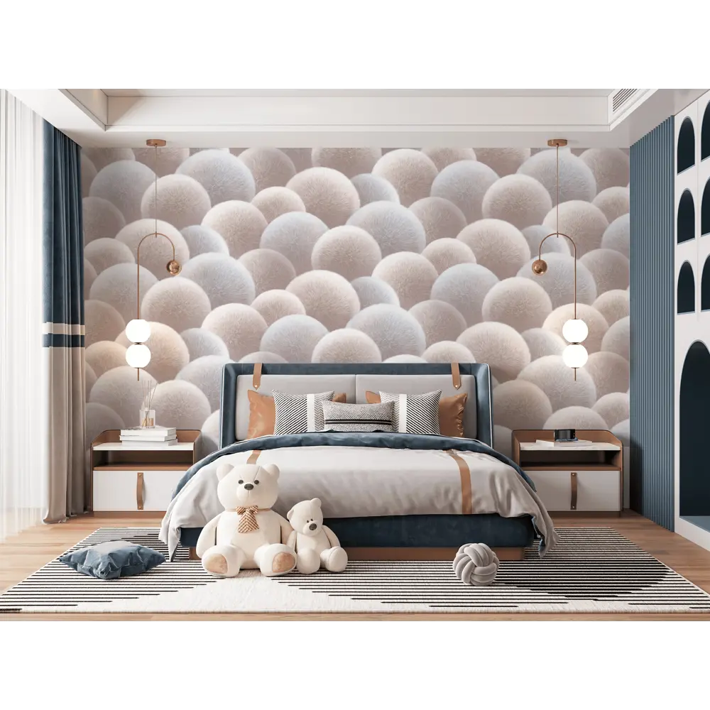 Флизелиновые обои Anturage Puff бежевые с рельефной текстурой 89366737 STLM-0831135 - Вид №2