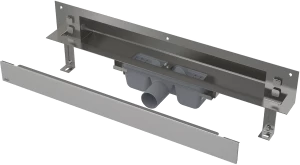 Дренажная система для монтажа в стену, накладная панель нержавеющая сталь-мат