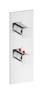 EUA611SSNRU Комплект наружных частей термостата с дивертером на 2 потребителя - вертикальная прямоугольная панель с ручками Rubacuori IB Aqua - 2 потребителя с дивертером