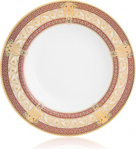 10585595 Haviland Тарелка суповая 24см "Салон Мюрат" (вишневый, золотой декор) Фарфор, Керамика
