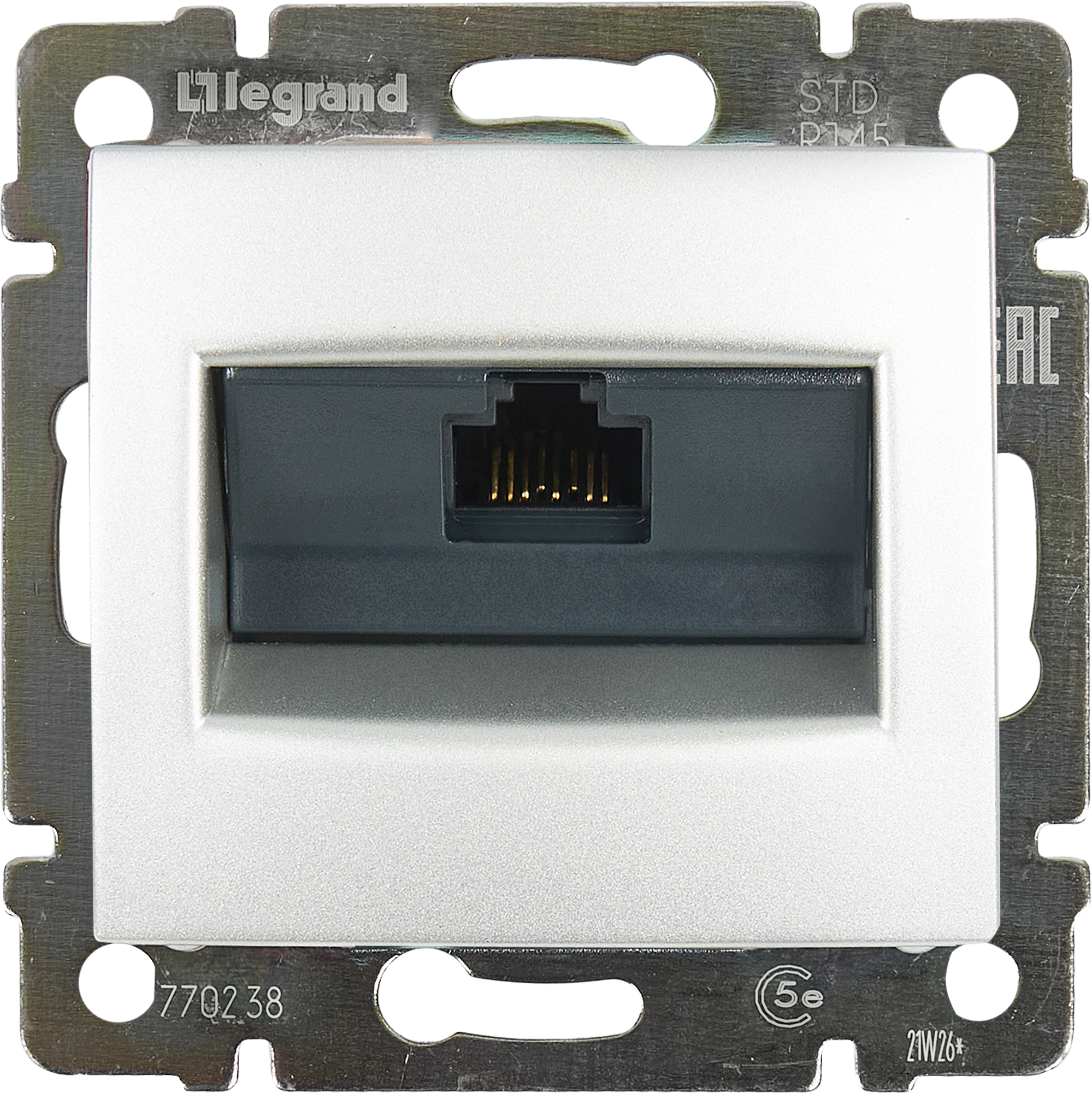 12553390 Розетка компьютерная RJ45 Cat.5e UTP, цвет алюминий Valena STLM-0002226 LEGRAND