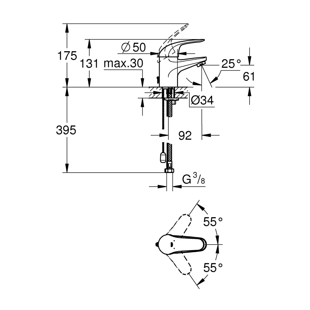 Смеситель для раковины Grohe Swift однорычажный цвет хром STLM-2071351 - Вид №8