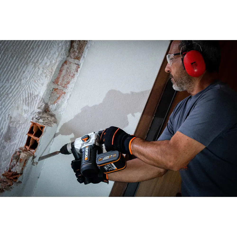 Перфоратор аккумуляторный SDS-plus Worx WX392, 20 В Li-ion 2x4 Ач, 2.2 Дж STLM-2159529 - Вид №11