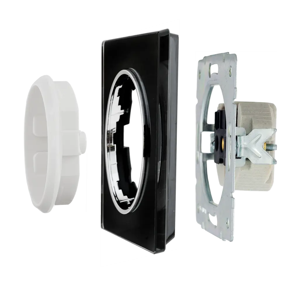 Рамка для розеток и выключателей Onekey Florence 1 пост стекло цвет черный ONEKEYELECTRO STLM-2189058 - Вид №3